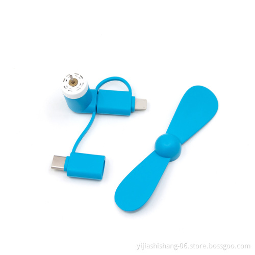 Portable 3 in 1 Cooling Cooler Mini USB Fan Cell Phone Fan for Iphone Android Type-C Hanldheld Mini Fan for Android Micro USB
